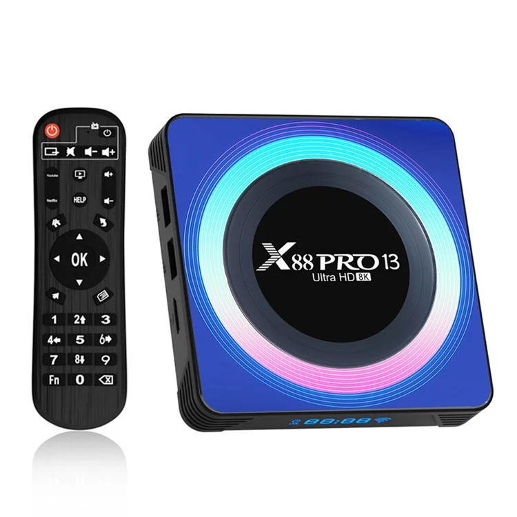 X88 Pro 13 4GB+64GB 8K Ultra HD TV Box Mini Android 13.0 Smart TV Box con Control Remoto - Enchufe AU