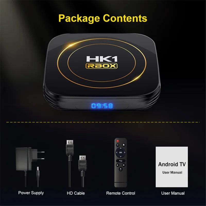 HK1 RBOX-H8S 4K Ultra HD Mini Smart TV Box 4GB+64GB Dual-band WiFi Android 12.0 TV Box - AU Plug