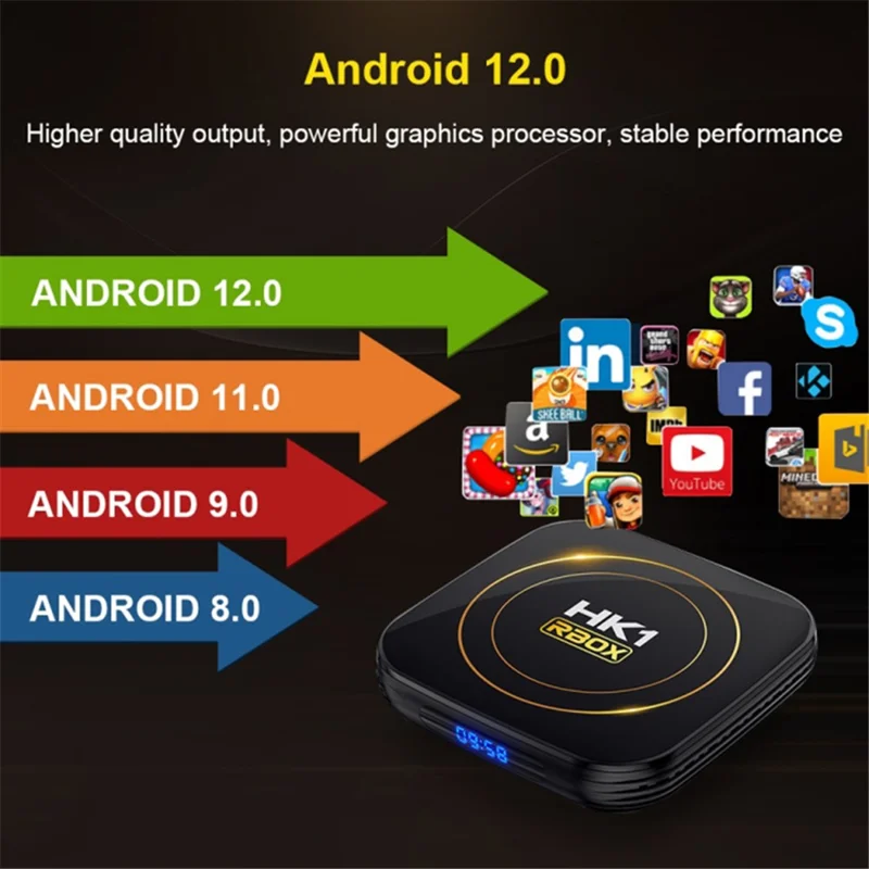 HK1 RBOX-H8S 4K Ultra HD Mini Smart TV Box 4GB+64GB Dual-band WiFi Android 12.0 TV Box - AU Plug