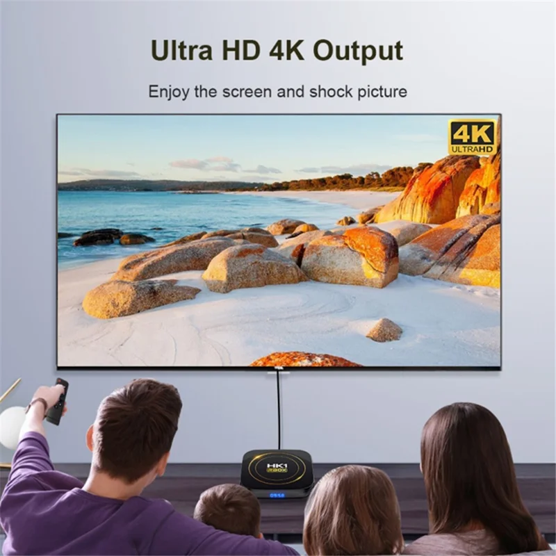 HK1 RBOX-H8S 4K Ultra HD Mini Smart TV Box 4GB+64GB Dual-band WiFi Android 12.0 TV Box - AU Plug