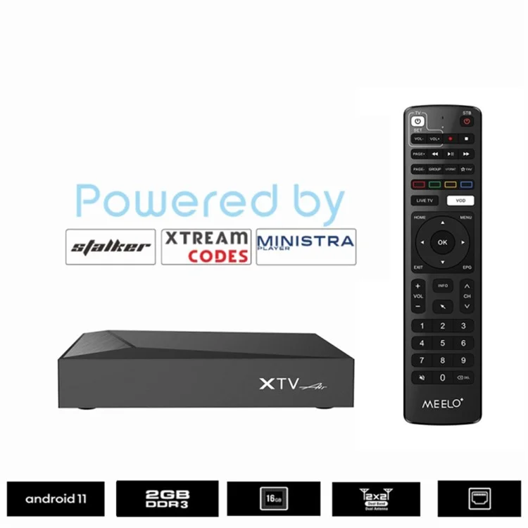 Boîtier TV Android XTV Air HD 4K avec télécommande infrarouge - Prise US
