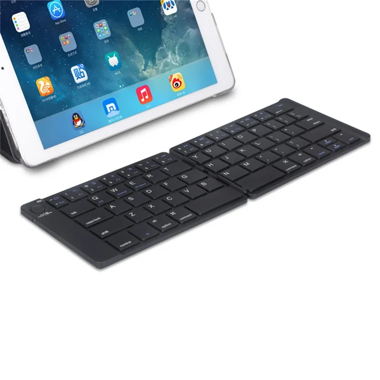 B047S Universal Folding Keyboard for Cell Phone Tablet Laptop Leather Covered Bluetooth-compatible Wireless Keyboard