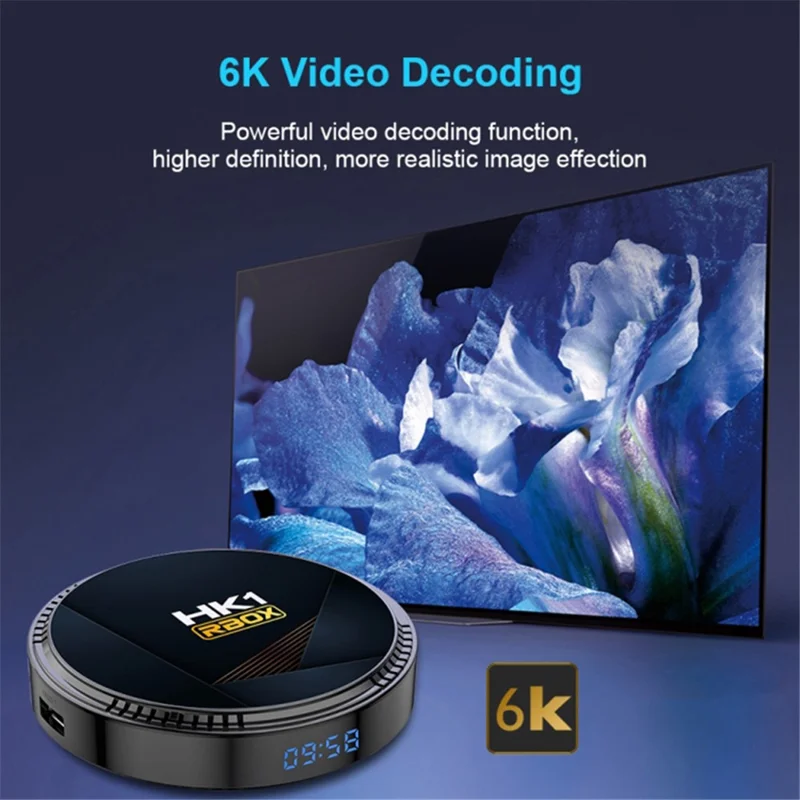 HK1 RBOX-H8-H618 4GB+32GB Set-top Box 6K Video Decoding Android 12 Mini TV Box - UK Plug