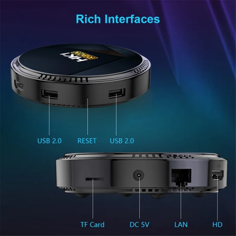 HK1 RBOX-H8-H618 2GB+16GB Mini Set-top Box Android 12 Ultra HD 4K Output TV Box Support 6K Video Decoding - AU Plug