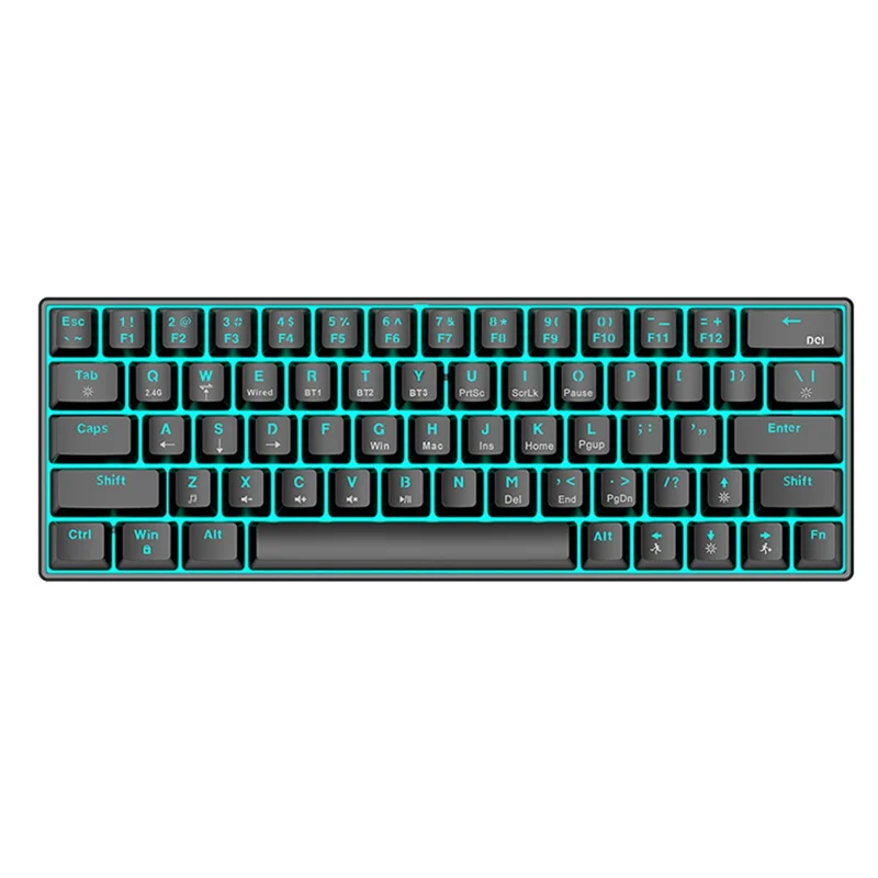 T-WOLF T60 USB Wired Gaming Keyboard RGB Backlit Mechanical Gaming Keyboard 63 Keys for Desktop PC - Black