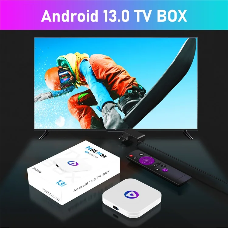 H96MAX M1 Smart TV Box Android 13 Rockchip 3528 Quad Core Support 4K Video Decoding BT 4.0 Media Player Set-top Box 4GB+32GB (CE, RoHS, FCC) - US Plug