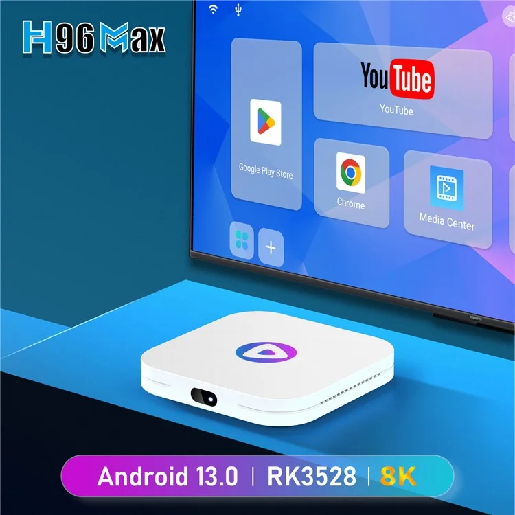 H96max M1 Rockchip 3528 Smart TV Box Android 13 Quad Core 4 go + 64 go Set-top Prise en Charge 4K Décodition Vidéo BT 4.0 Lecteur Multimédia (CE, Rohs, FCC) - Bouche Britannique