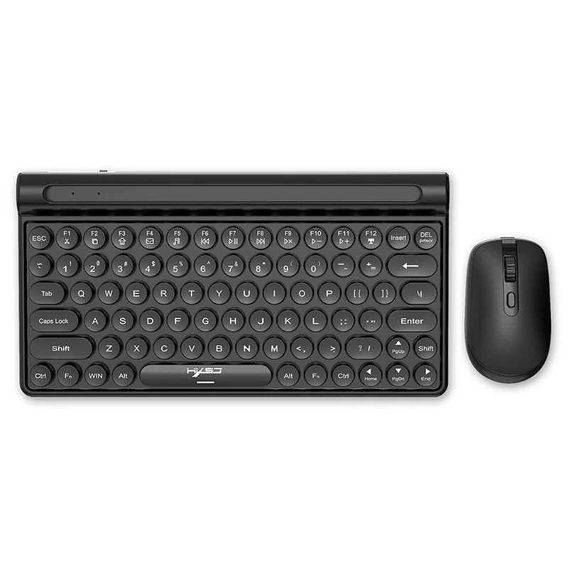 HXSJ MK220 Silent Keyboard Set with 1600DPI Mouse, Dual Mode 2.4G+Bluetooth-compatible 5.1 78-Key Wireless Keyboard - Black