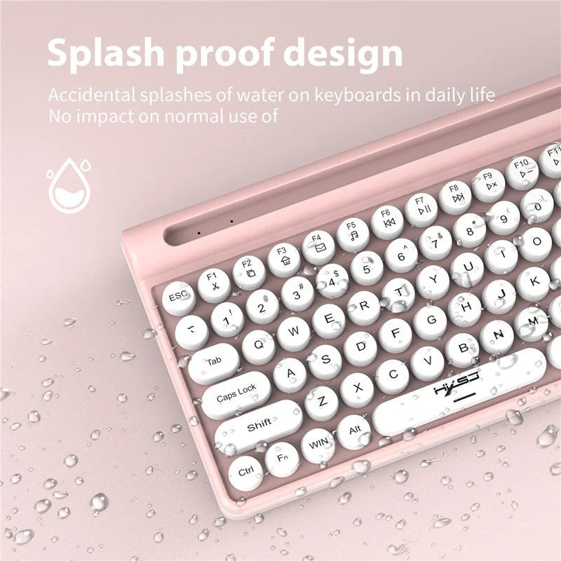 HXSJ MK220 Silent Keyboard Set with 1600DPI Mouse, Dual Mode 2.4G+Bluetooth-compatible 5.1 78-Key Wireless Keyboard - Black