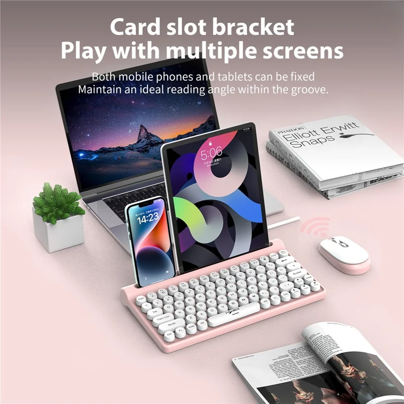 HXSJ MK220 Silent Keyboard Set with 1600DPI Mouse, Dual Mode 2.4G+Bluetooth-compatible 5.1 78-Key Wireless Keyboard - Black