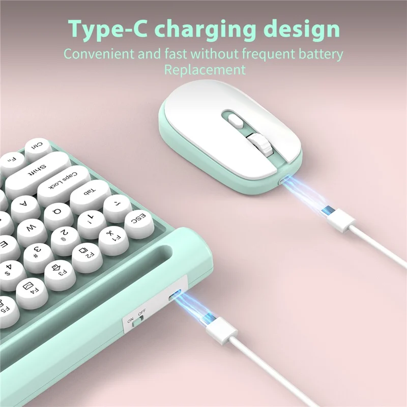 HXSJ MK220 Silent Keyboard Set with 1600DPI Mouse, Dual Mode 2.4G+Bluetooth-compatible 5.1 78-Key Wireless Keyboard - Black