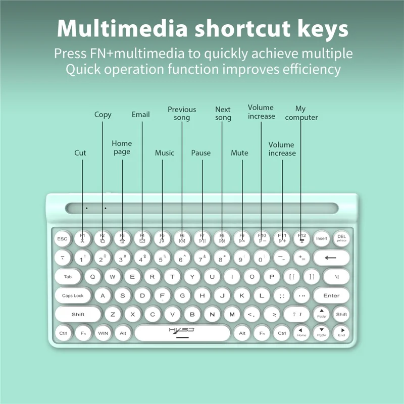 HXSJ MK220 Silent Keyboard Set with 1600DPI Mouse, Dual Mode 2.4G+Bluetooth-compatible 5.1 78-Key Wireless Keyboard - Black