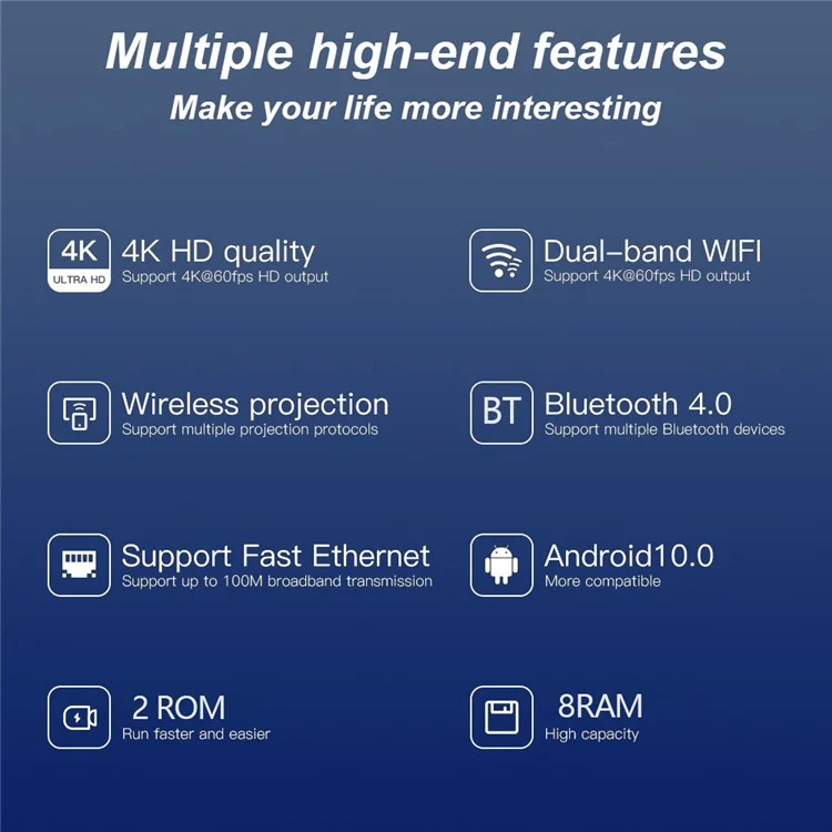 H20 Pro 2+8GB Quad Core CPU H313 TV-Box Quad-Band-WLAN 4K Ultra HD Player 
