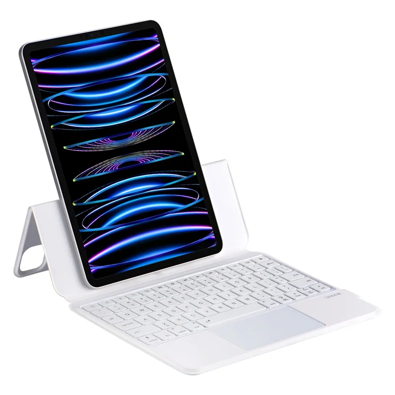For iPad Air (2022)(2020) / iPad Pro 11 (2022)(2021)(2020)(2018) Bluetooth-compatible Keyboard Tablet Stand Leather Case - White