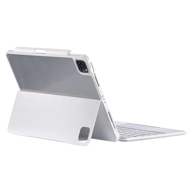 For iPad Air (2022)(2020) / iPad Pro 11 (2022)(2021)(2020)(2018) Bluetooth-compatible Keyboard Tablet Stand Leather Case - White