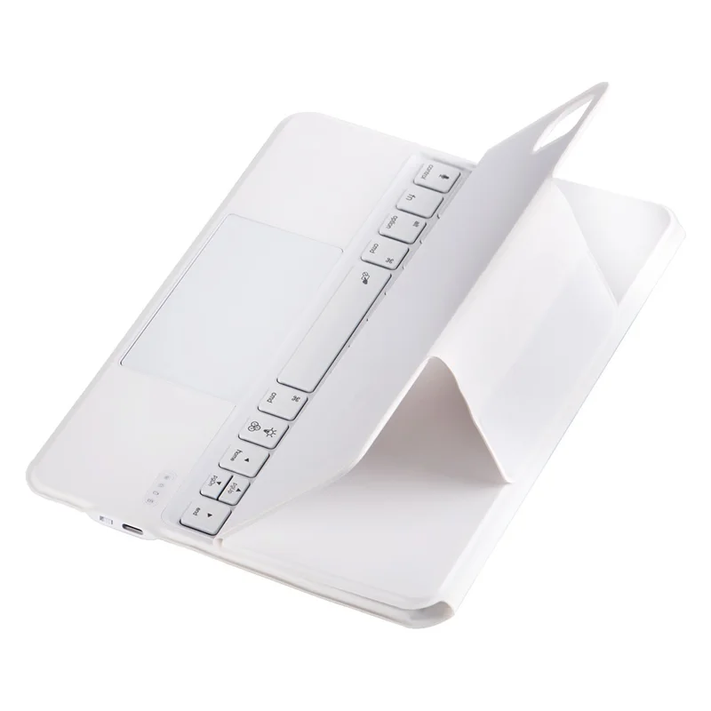 For iPad Air (2022)(2020) / iPad Pro 11 (2022)(2021)(2020)(2018) Bluetooth-compatible Keyboard Tablet Stand Leather Case - White