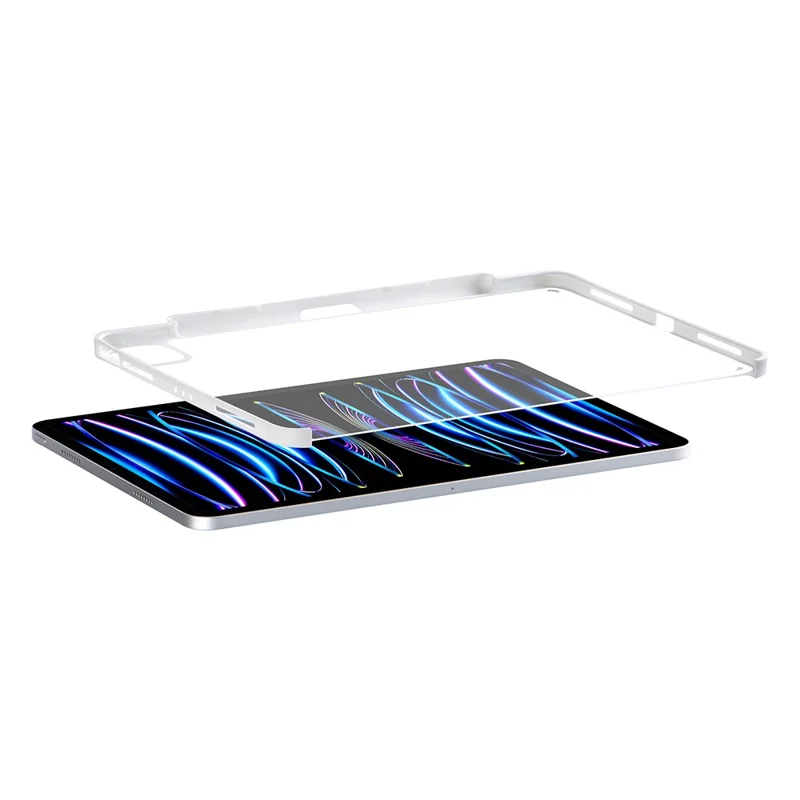 For iPad Air (2022)(2020) / iPad Pro 11 (2022)(2021)(2020)(2018) Bluetooth-compatible Keyboard Tablet Stand Leather Case - White