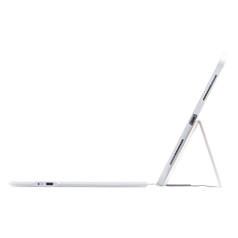 For iPad Air (2022)(2020) / iPad Pro 11 (2022)(2021)(2020)(2018) Bluetooth-compatible Keyboard Tablet Stand Leather Case - White