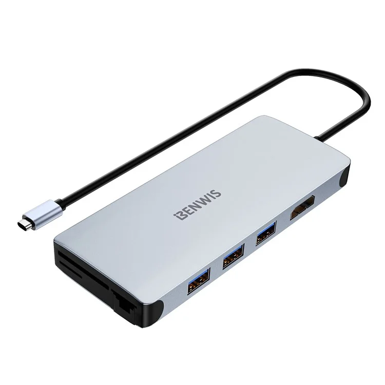 Benwis MP-HUB-3 12-en-1 Hub Type-C 4k 30Hz HD Réseau Vidéo USB Adaptateur USB-C Multi-Port