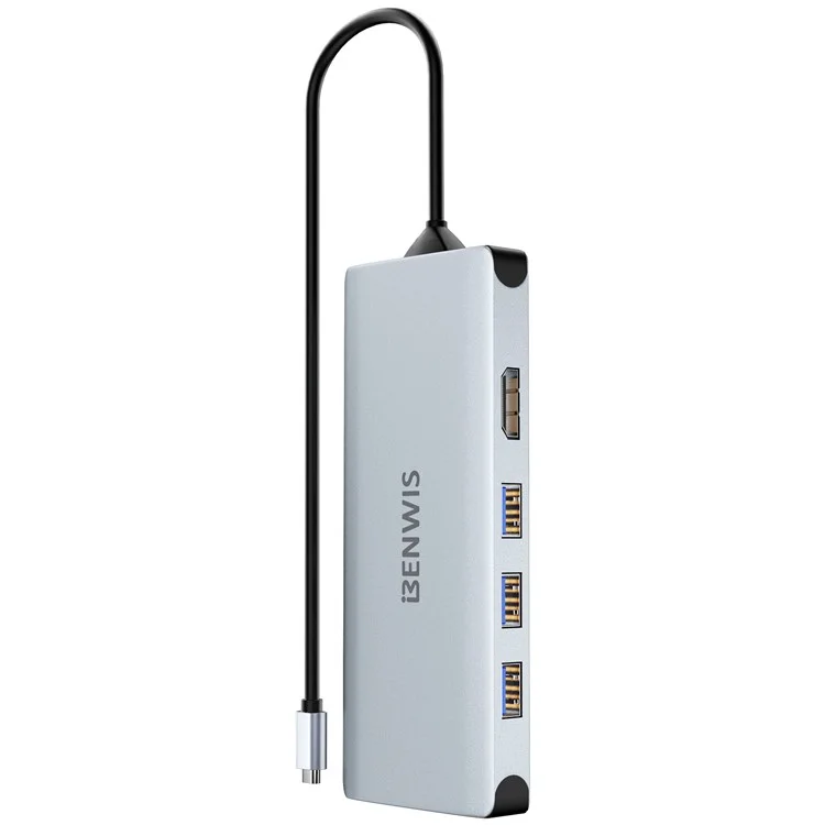 Benwis MP-HUB-3 12-en-1 Hub Type-C 4k 30Hz HD Réseau Vidéo USB Adaptateur USB-C Multi-Port