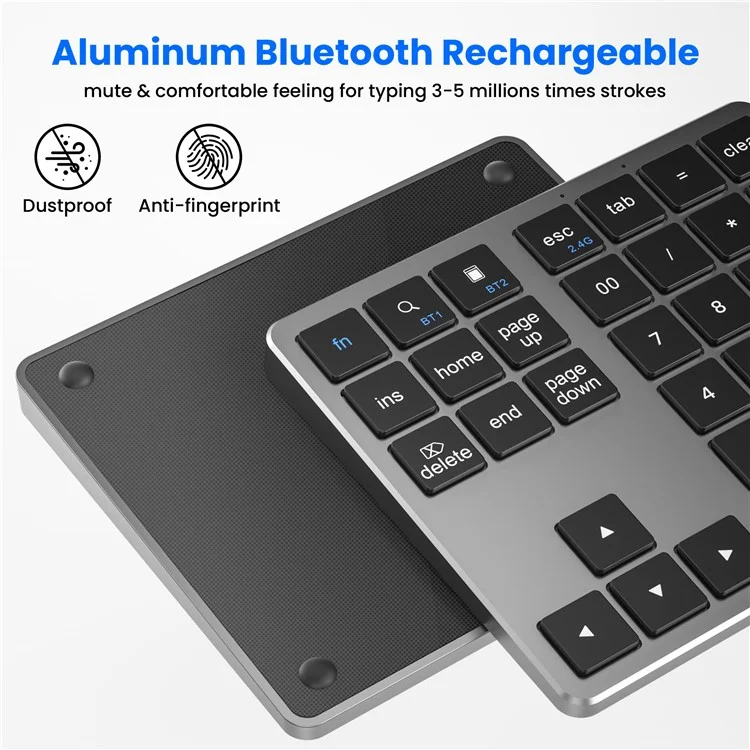 Clavier numérique Bluetooth K-35 Slim 35 touches 2,4 GHz + Bluetooth Dual Mode - Noir Gris