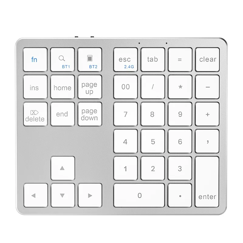 K-35 Bluetooth-compatible Keypad Slim 35-Keys 2.4G+Bluetooth-compatible Dual Mode Keyboard - Silver White