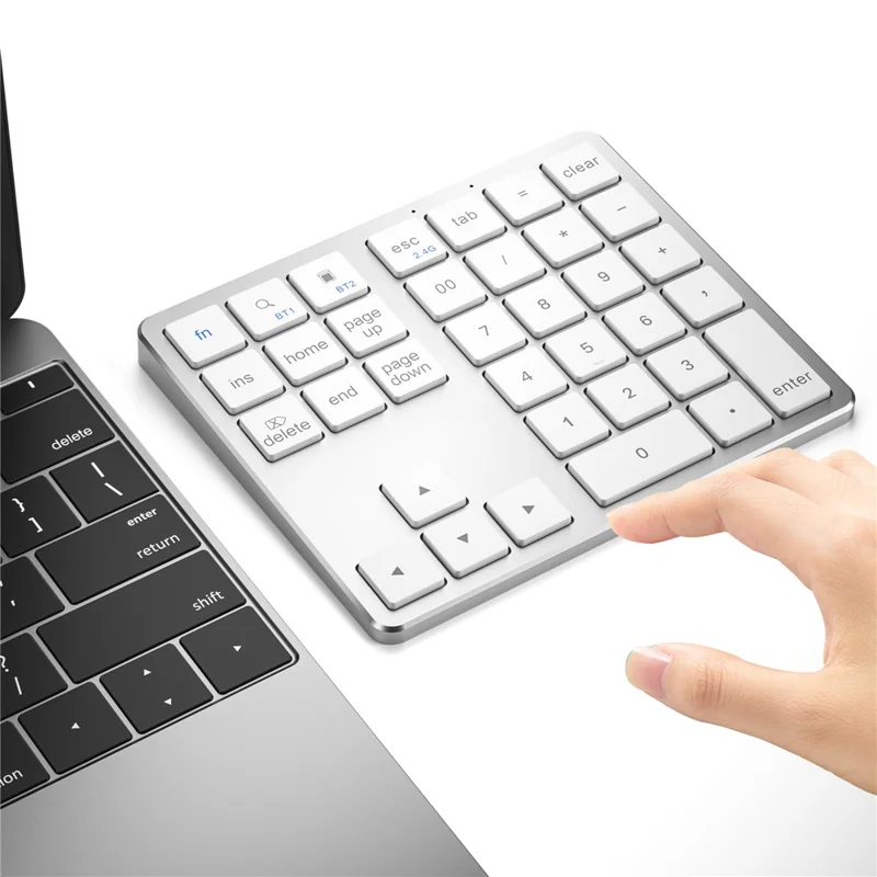K-35 Bluetooth-compatible Keypad Slim 35-Keys 2.4G+Bluetooth-compatible Dual Mode Keyboard - Silver White