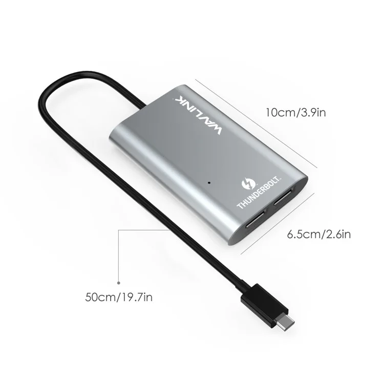 Adaptateur thunderbolt 3 type-c vers double displayport wavlink uta21d 4k / 5k / 8k