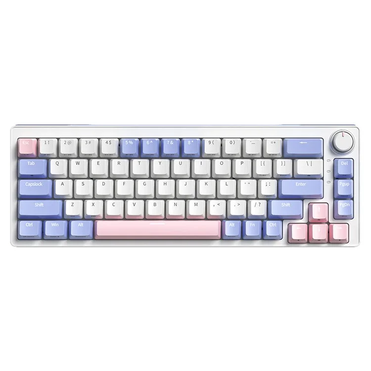 ZA68 Pro RGB Hot Swap 2.4G+Type-C+Bluetooth 68-Key Computer Keyboard - Violet+Rose