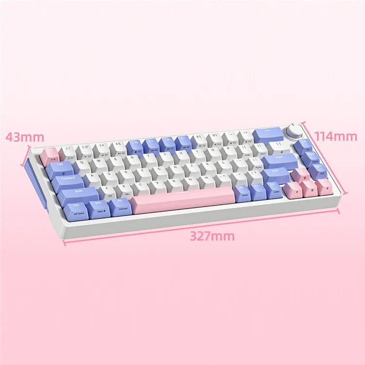ZA68 Pro RGB Hot Swap 2.4G+Type-C+Bluetooth 68-Key Computer Keyboard - Violet+Rose