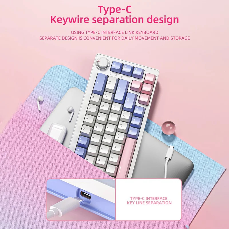 ZA68 Computer Laptop Gaming Keyboard Wired RGB Light 68-Key Mechanical Keyboard - Style A