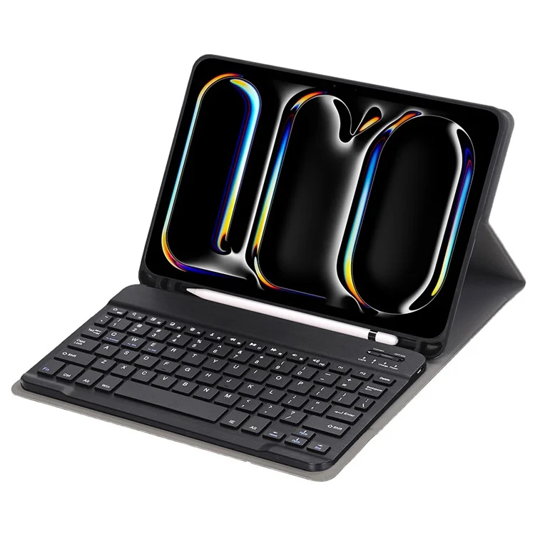 A13B Per iPad Pro 11 (2024) Custodia in Pelle+TPU Tastiera Bluetooth Custodia per Tablet con Slot per Penna - Nero