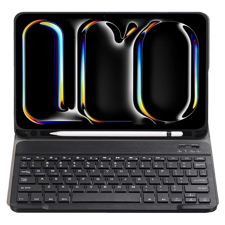 A13B Per iPad Pro 11 (2024) Custodia in Pelle+TPU Tastiera Bluetooth Custodia per Tablet con Slot per Penna - Nero