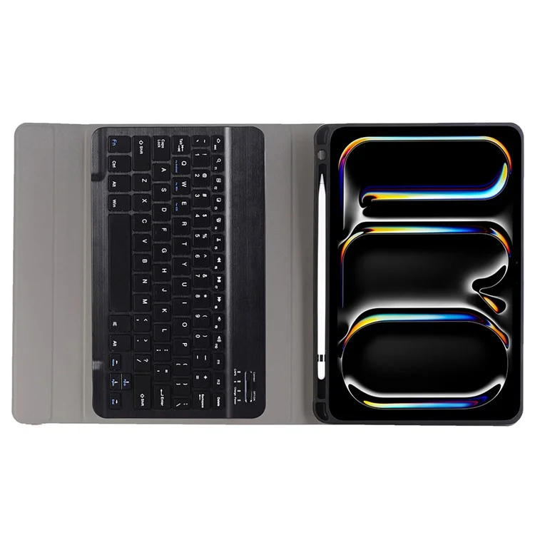A13B Per iPad Pro 11 (2024) Custodia in Pelle+TPU Tastiera Bluetooth Custodia per Tablet con Slot per Penna - Nero