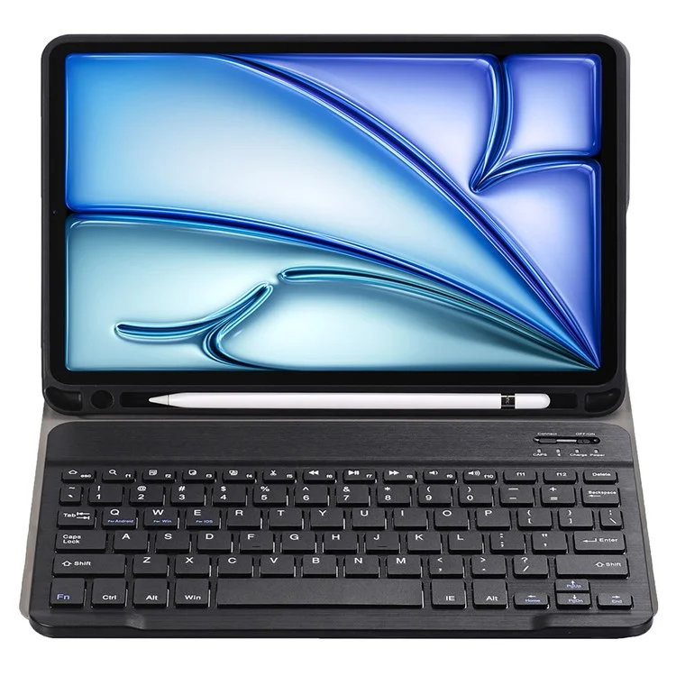 A098B For iPad Air 11 (2025) / (2024) / iPad Air (2020) (2022) Case Bluetooth-compatible Keyboard Cover with Pen Slot - Black
