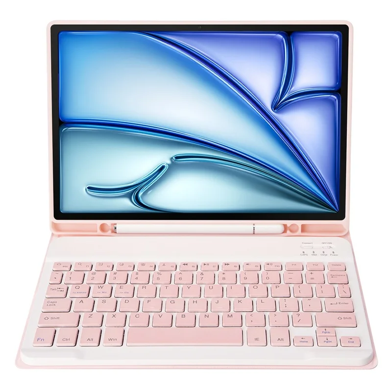A098B For iPad Air 11 (2026) / (2025) / (2024) / iPad Air (2020) (2022) Case Bluetooth-compatible Keyboard Cover with Pen Slot - Pink