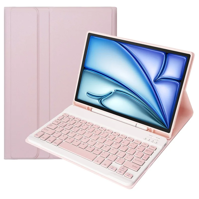 A098B For iPad Air 11 (2026) / (2025) / (2024) / iPad Air (2020) (2022) Case Bluetooth-compatible Keyboard Cover with Pen Slot - Pink