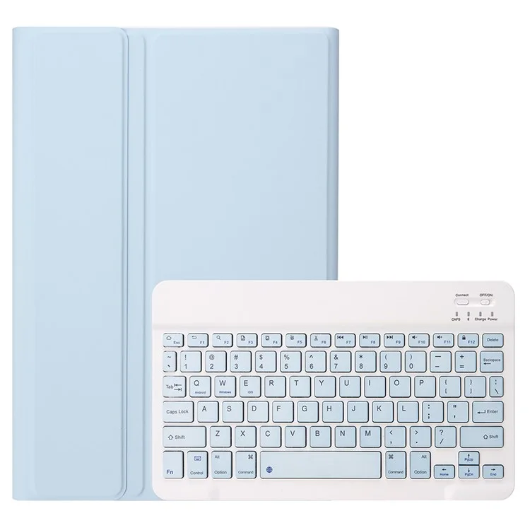 A098B For iPad Air 11 (2024) / iPad Air (2020) (2022) Capa de Teclado Bluetooth com Slot para Caneta - Azul Bebê