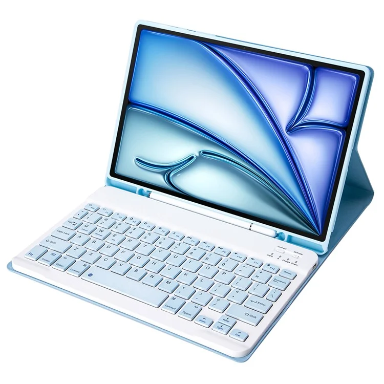 A098B For iPad Air 11 (2024) / iPad Air (2020) (2022) Capa de Teclado Bluetooth com Slot para Caneta - Azul Bebê