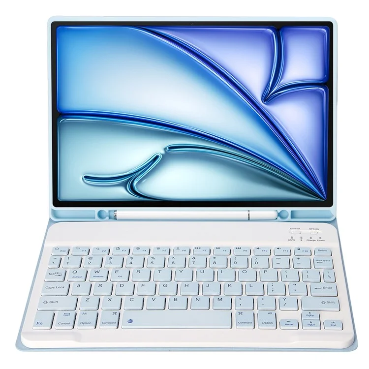 A098B For iPad Air 11 (2024) / iPad Air (2020) (2022) Capa de Teclado Bluetooth com Slot para Caneta - Azul Bebê