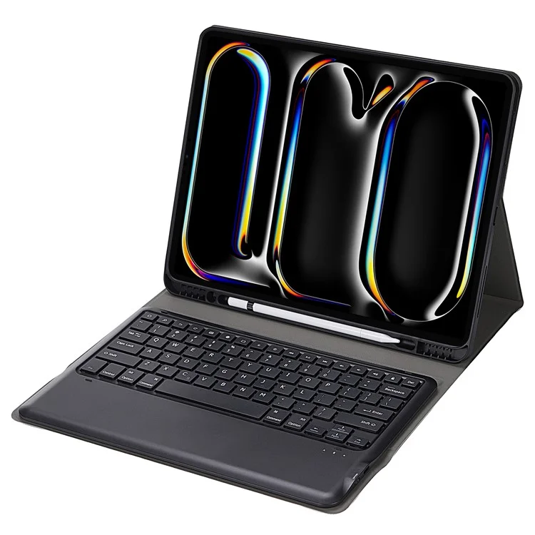 A14B Für iPad Pro 13 (2024) Bluetooth-Tastatur-Hülle mit Stiftfach, ultraflaches Tablet-Gehäuse - Schwarz