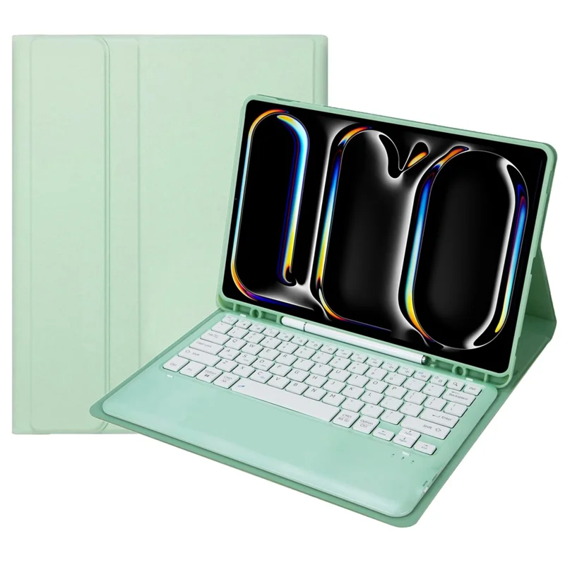 A14B For iPad Pro 13 (2025) / (2024) Bluetooth-compatible Keyboard Cover with Pen Slot Ultra Thin Tablet Case - Light Green