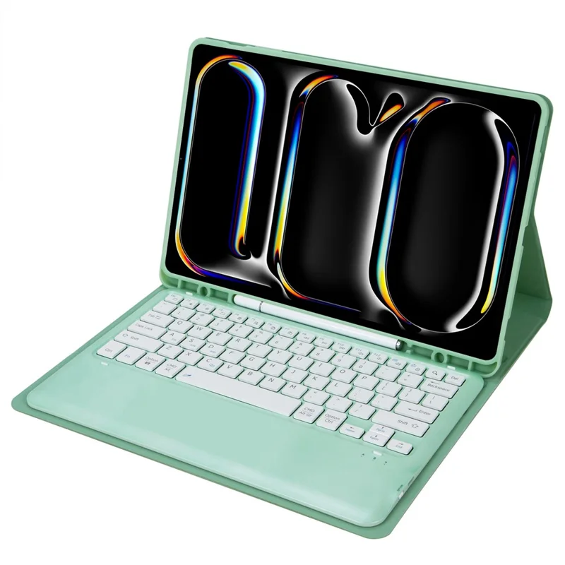 A14B For iPad Pro 13 (2025) / (2024) Bluetooth-compatible Keyboard Cover with Pen Slot Ultra Thin Tablet Case - Light Green