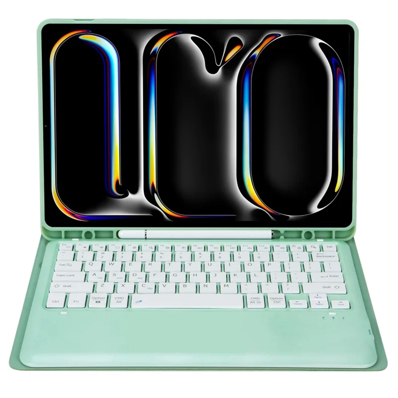 A14B For iPad Pro 13 (2025) / (2024) Bluetooth-compatible Keyboard Cover with Pen Slot Ultra Thin Tablet Case - Light Green