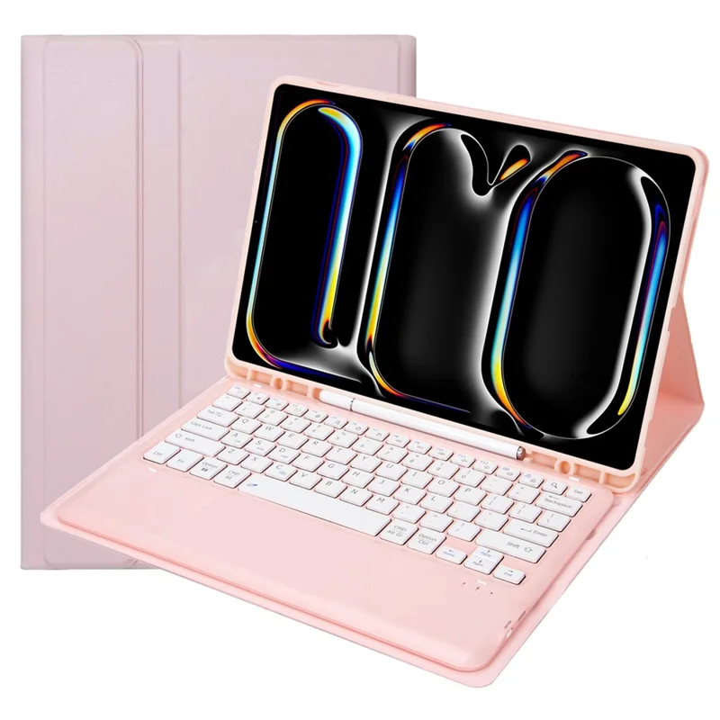 A14B For iPad Pro 13 (2025) / (2024) Bluetooth-compatible Keyboard Cover with Pen Slot Ultra Thin Tablet Case - Pink