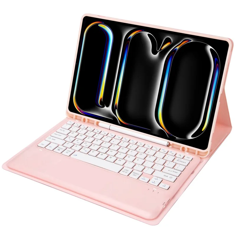 A14B For iPad Pro 13 (2025) / (2024) Bluetooth-compatible Keyboard Cover with Pen Slot Ultra Thin Tablet Case - Pink