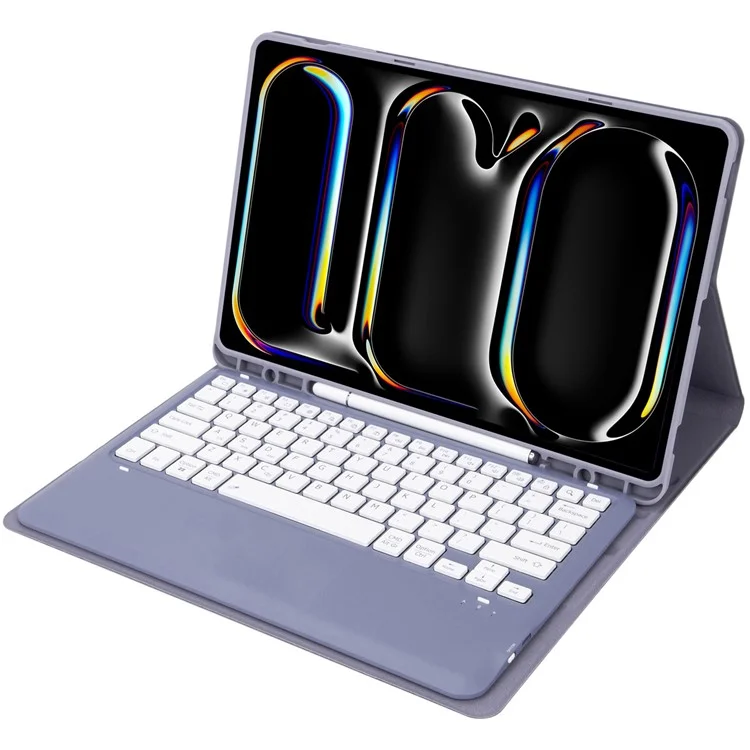 A14B Per iPad Pro 13 (2024) Tastiera Bluetooth Cover con Slot per Penna Custodia Tablet Ultra Sottile - Viola