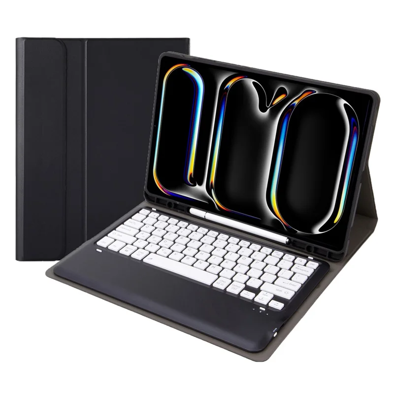 A14B For iPad Pro 13 (2025) / (2024) Bluetooth-compatible Keyboard Cover with Pen Slot Ultra Thin Tablet Case - Black  /  White