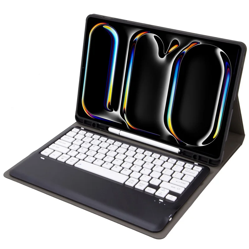 A14B For iPad Pro 13 (2025) / (2024) Bluetooth-compatible Keyboard Cover with Pen Slot Ultra Thin Tablet Case - Black  /  White
