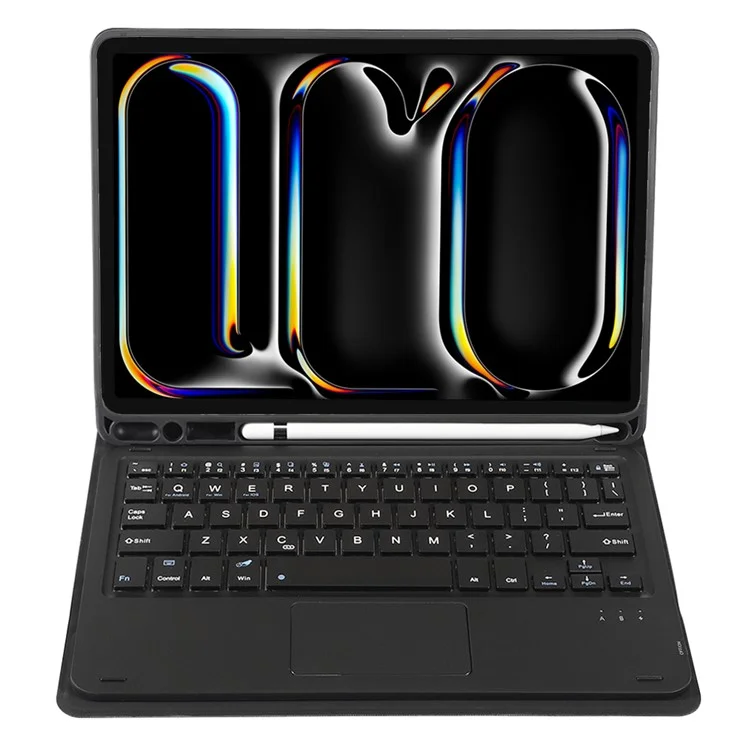 A13B-A Per iPad Pro 11 (2024) Slot Penna Custodia Tablet in Pelle + Tastiera Bluetooth con Touchpad - Nero